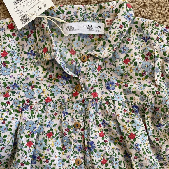 NWT Zara Baby Floral Button-Up Blouse Top - Easter Dress size 6-9 mo - Picture 4 of 9